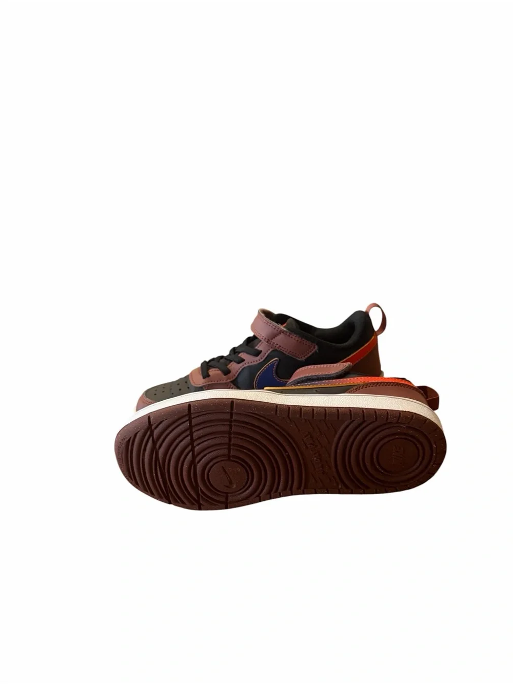 Nike Court Borough Low Recraft Sneaker in Brown, Black and Blue Accents